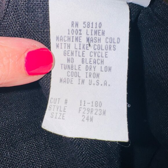 Studio Ease Black 100% Linen Maxi Dress Plus Sz 24W Cottage Lagenlook Sustainabl - Picture 8 of 10